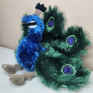 Folkmanis Peacock Puppet Plush Toy with Vibrant Feathers